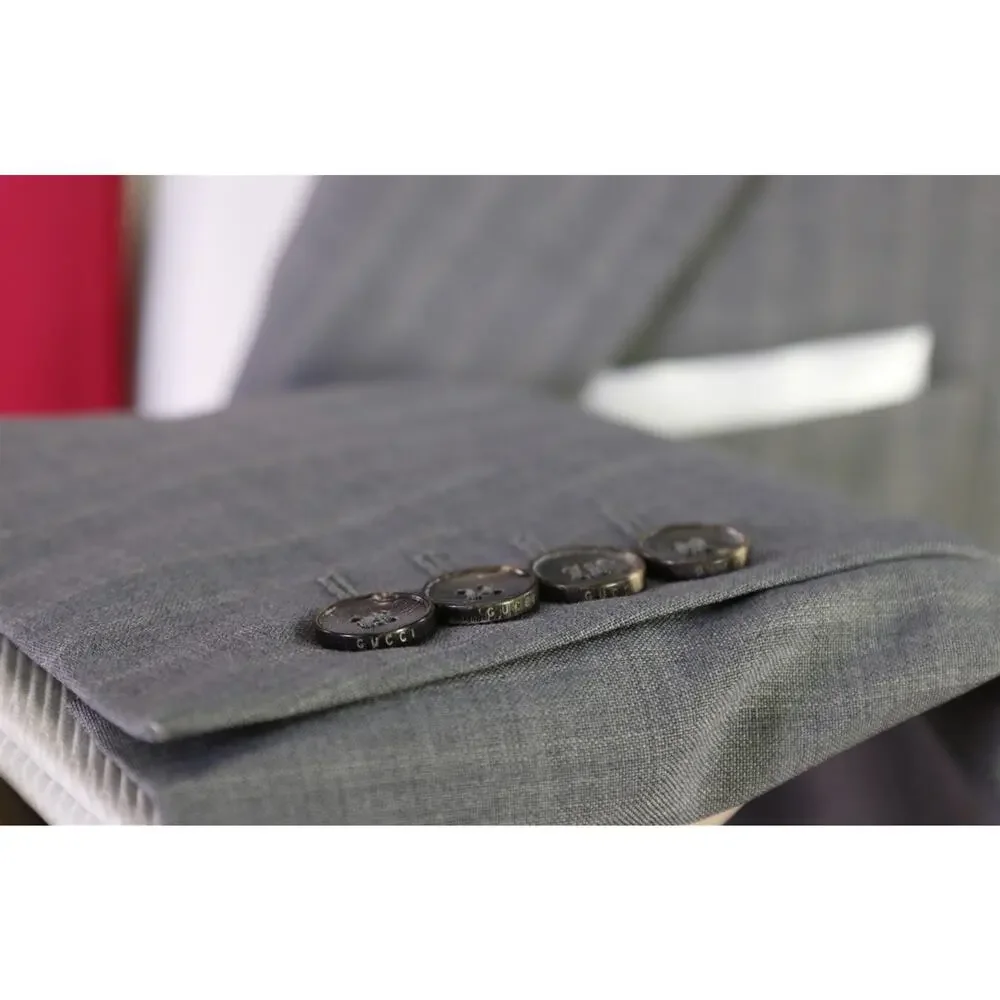 Gucci Tom Ford Era Light Gray Striped 2-Btn Wool Suit 36R
